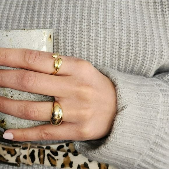 Size 9 Womens‎ Gold Plated Retro Smooth Surface Dome Unisex Finger Ring Jewelry - Picture 3 of 13